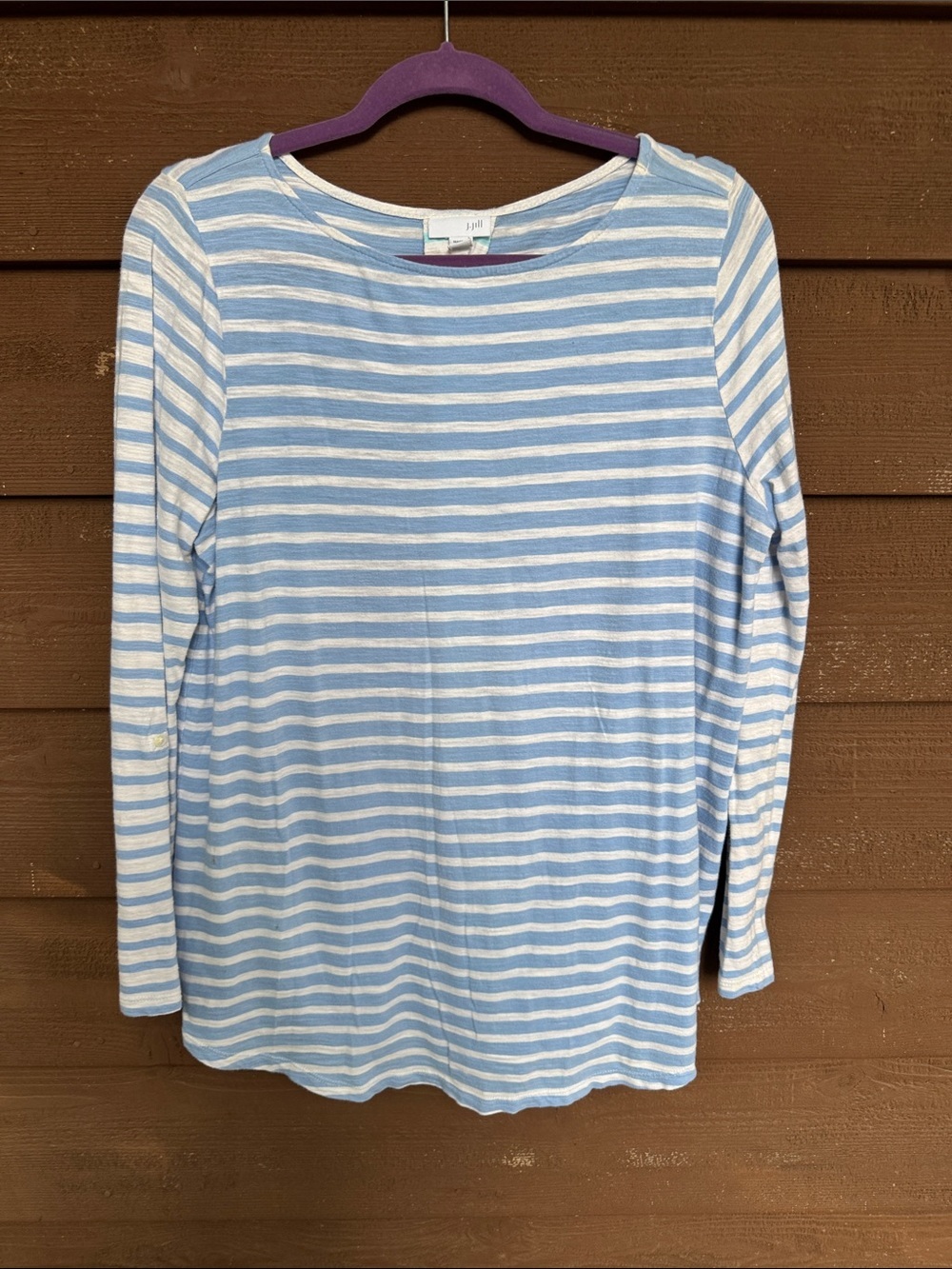 J.Jill Striped Blue & White Long Sleeve with button accents Top size Medium
